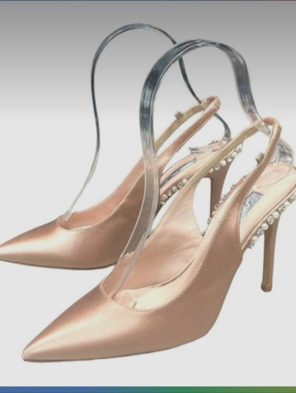SJP by Sarah Jessica Parker Cy Pointed Toe Slingback Heel Nude Satin $495